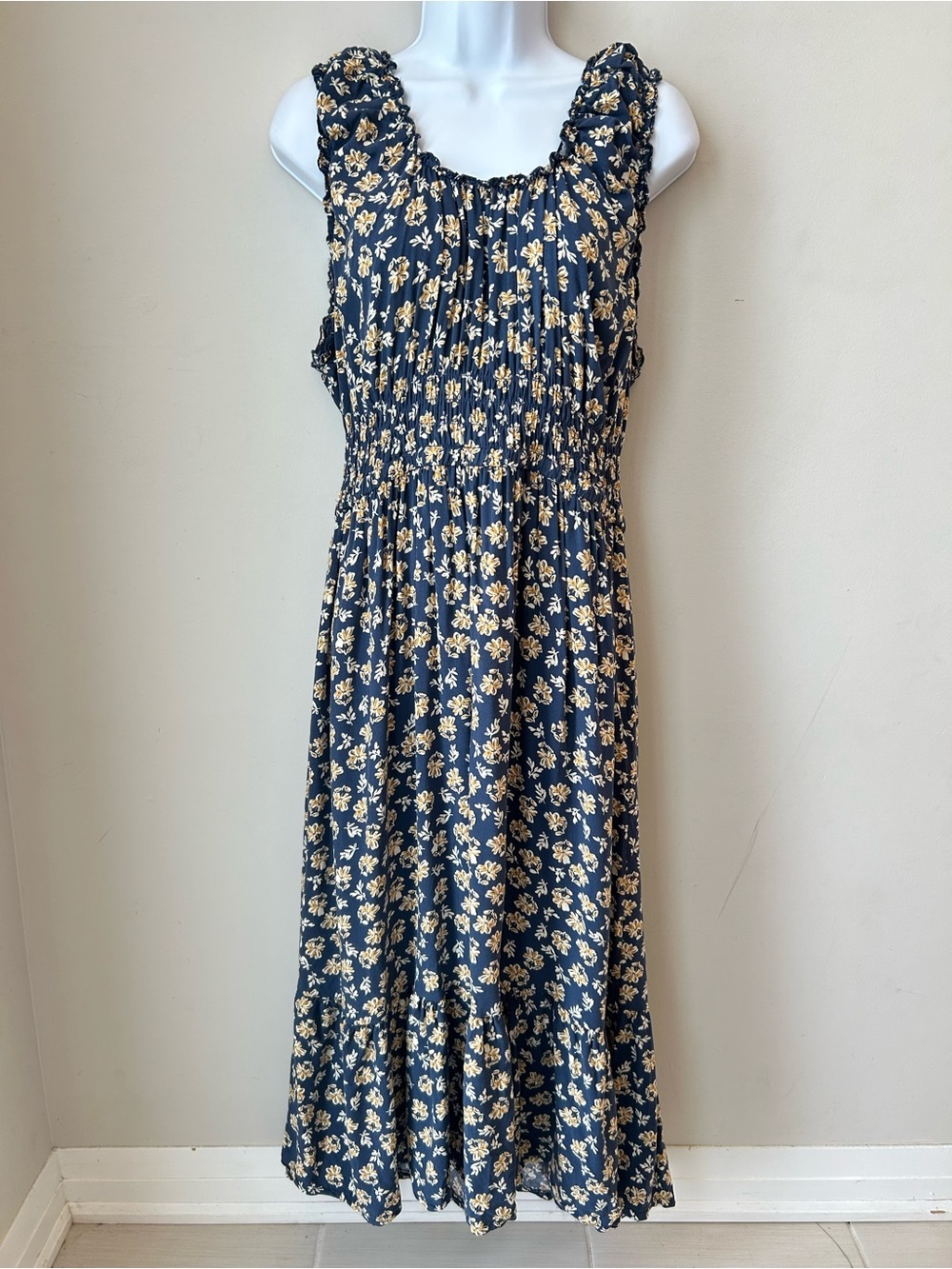 Floral Smocked Waist Midi Dress | Cottagecore Prairie Boho Western Milkmaid
